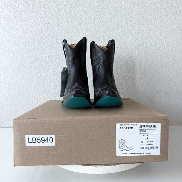 NEW Lane LEXINGTON Womens Cowboy Bootie 9.5 Black Leather Western Cowgirl Boots - Picture 9 of 10